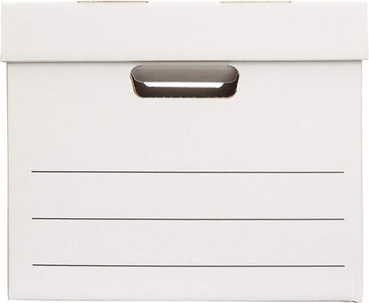 Amazon Basics Medium Duty Storage/Filing Boxes With Lid and Handles, Legal/Letter Size, 12-Pack, White, 16.2" L x 12.5" W x 10.5" H