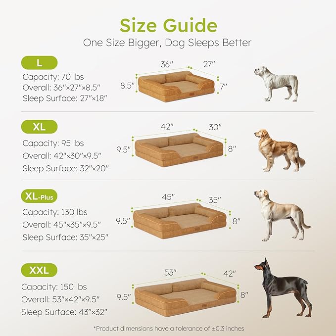 Jumbo Orthopedic Dog Bed for Extra Large Dogs With Cooling Gel Memory Foam, Waterproof, Removable Washable Cover, 45" Sofa Couch, Dutch Velvet With Bone Toy, Brown