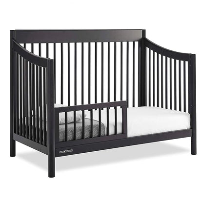 Delta Children Brooks 6-in-1 Convertible Crib, Midnight Grey + Simmons Kids Quiet Nights Breathable Crib Mattress with Removable/Machine Washable Cover (Bundle)