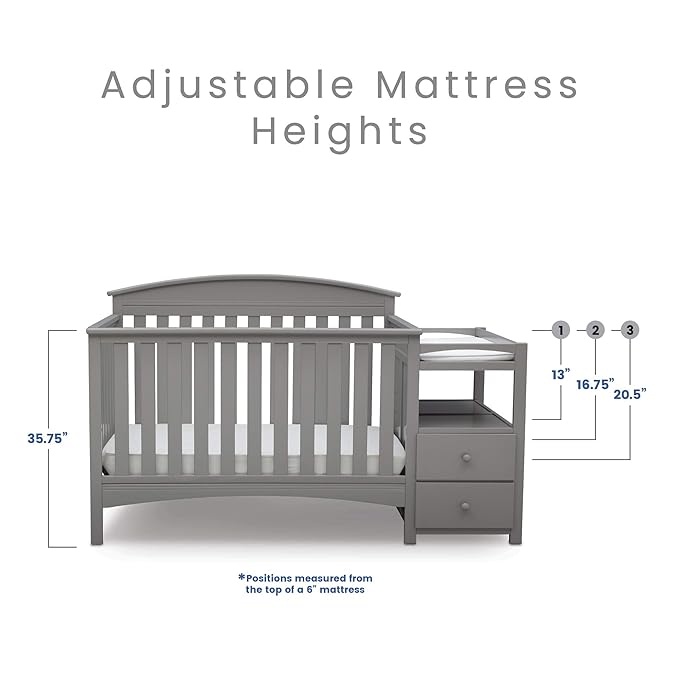 Delta Children Abby Convertible Crib and Changer, Grey