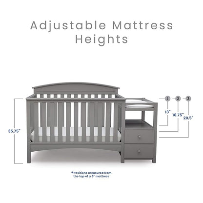 Delta Children Abby Convertible Crib and Changer, Grey