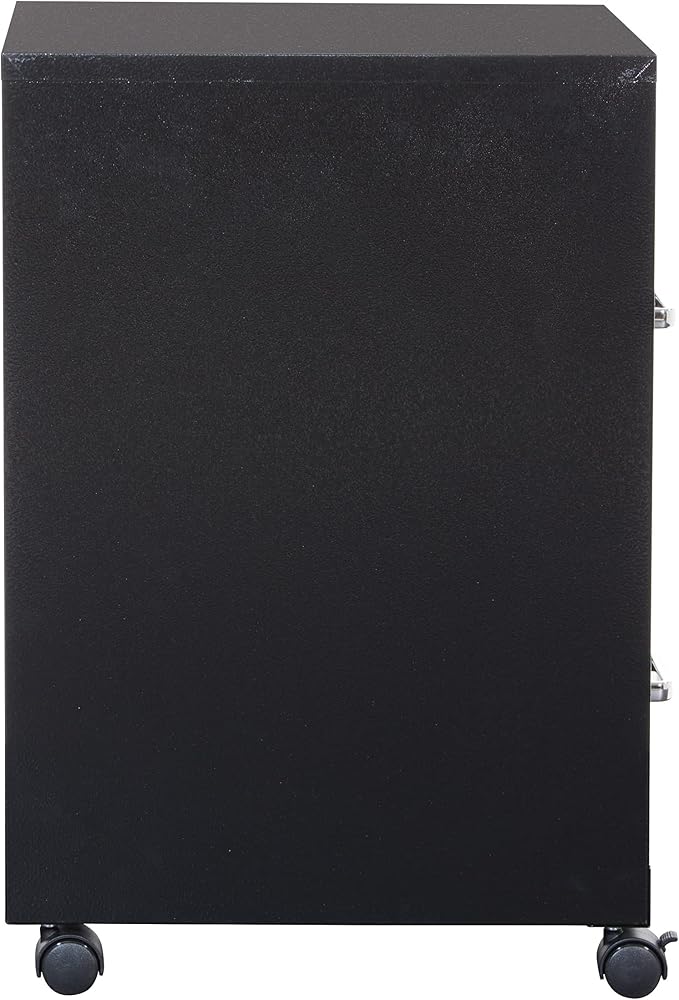 OSP Home Furnishings 2 Drawer Mobile Locking Metal File Cabinet, Black