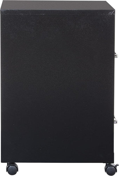 OSP Home Furnishings 2 Drawer Mobile Locking Metal File Cabinet, Black