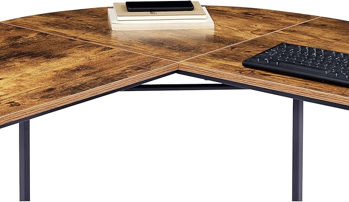 Anivia 68.9" Reversible L Shaped Desk with Storage Shelves - Corner Computer Desks Gaming Table Workstation for Home Office, Writing, Study, Caramel Brown