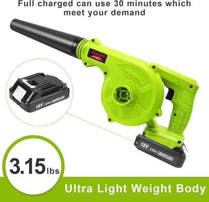 Abeden Cordless Leaf Blower,2-in-1 Electric Handheld Sweeper/Vacuum with 18V 2.0Ah Lithium Battery for Blowing Leaf,Cleaning Dust,Small Trash,Car,Computer Host