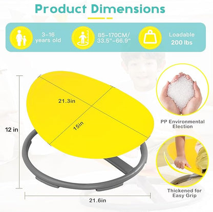 Spinning Chair for Kids Autism Sensory Products Sit and Spin Autism Toys Sensory Chair ADHD Chair Swivel Chair Training Body Coordination (Yellow)