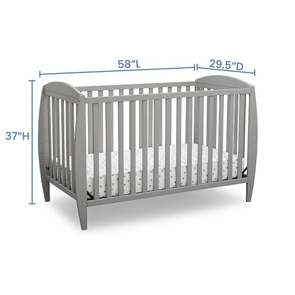 Delta Children Taylor 4-in-1 Convertible Baby Crib, Easy to Assemble, Sustainable New Zealand Wood, Grey