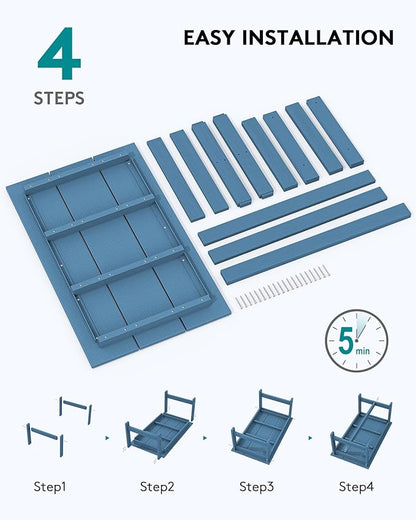 SERWALL HDPE Patio Coffee Table for Balcony, Deck, Blue