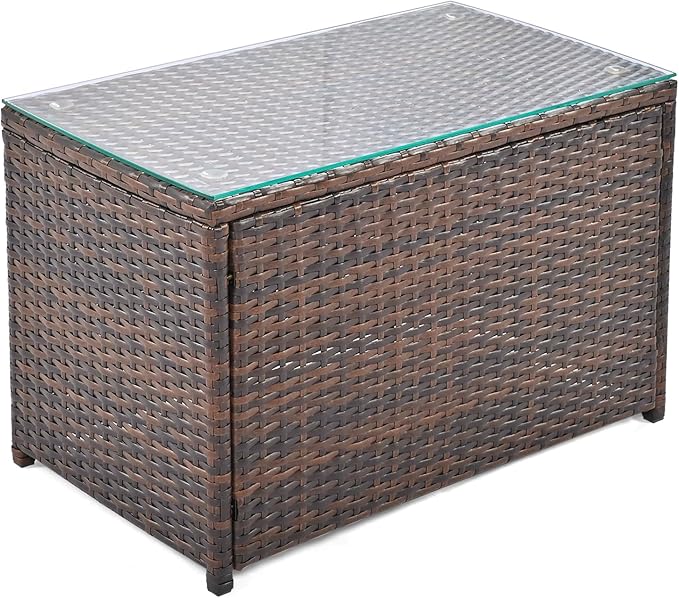 6-Piece Patio Round Sofa Set Rattan Daybed with Coffee Table and Cushions, Outdoor Furniture Conversation Sectional Seating Group for Garden, Poolside, Backyard, Brown