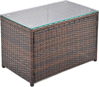 6-Piece Patio Round Sofa Set Rattan Daybed with Coffee Table and Cushions, Outdoor Furniture Conversation Sectional Seating Group for Garden, Poolside, Backyard, Brown