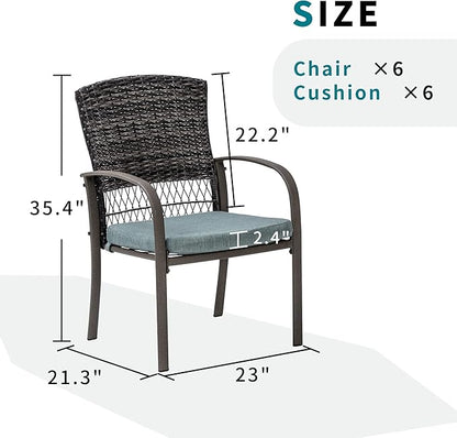 Pamapic 4 Piece Patio Dining Chair, Outdoor Dining Chair, Patio Wicker Chair for Backyard Garden Deck Poolside/Removable Cushions(Green)
