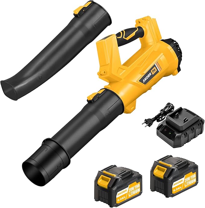Cordless Leaf Blower - 540CFM Brushless Electric Leaf Blower Cordless with 2 * 6.0Ah Batteries and Charger -6 Speed Mode -20V Battery Powered Leaf Blowers for Lawn Care, Patio, Blowing Leaves