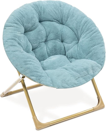 Milliard Mini Cozy Chair for Kids, Sensory Faux Fur Folding Saucer Chair for Toddlers, Blue