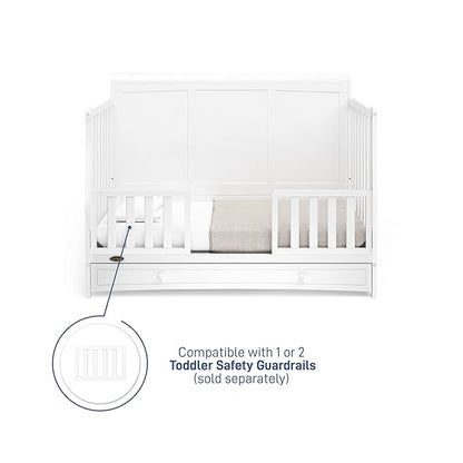 Graco Asheville 4-in-1 Convertible Crib with Drawer (White) – GREENGUARD Gold Certified, Crib with Drawer Combo, Full-Size Nursery Storage Drawer, Converts to Toddler Bed, Daybed and Full-Size Bed