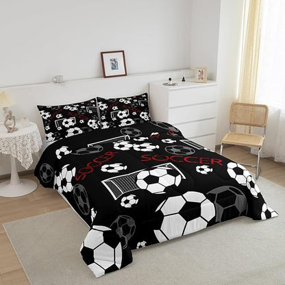 Feelyou Football Comforter Set King Size Rugby Sports Comforter for Kids Teens Adults Soccer Ball Game Bedding Set Gift for Football Lover Duvet Set Room Decor 3Pcs with 2 Pillow Case