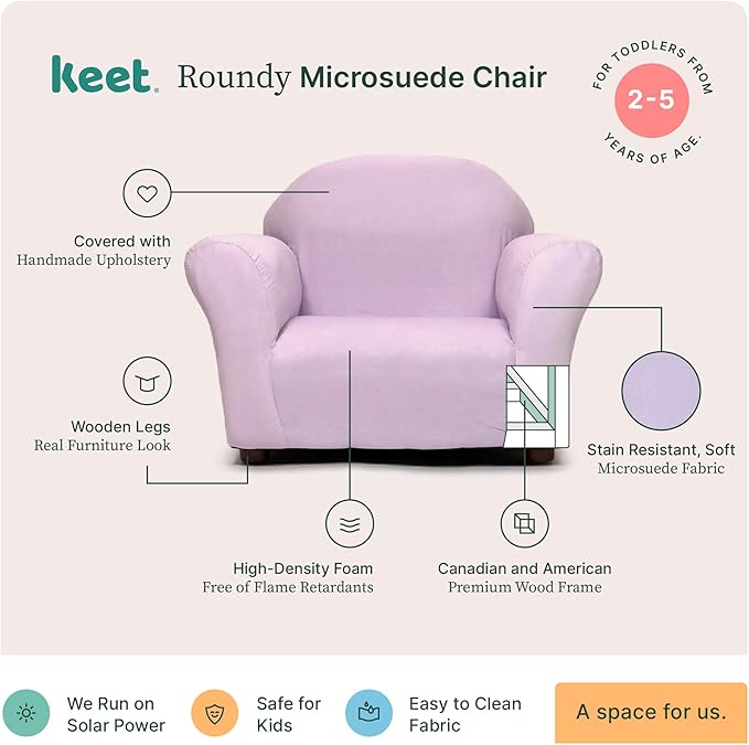 Keet Microsuede Children's Chair, Roundy, Lavender