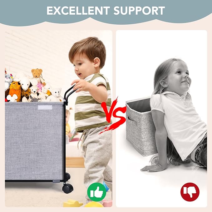 SWTYMIKI Large Toy Box Toy Storage - with Wheels Big Toy Chest for Kids Toy Organizer Bins, Toy Boxes for Kids Girls Boys, Stuffed Animals, Clothes, Nursery Bedroom 23.6" L x 17.7" H x 11.8" W