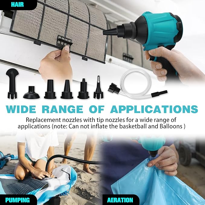 Compressed Air Duster Machine for Makita, Cordless Brushless Inflator Cleaner Duster Leaf Blower, for Cleaning dust, Hair,Inflating Swimming Pools and Inflatable beds, Vacuum Compression