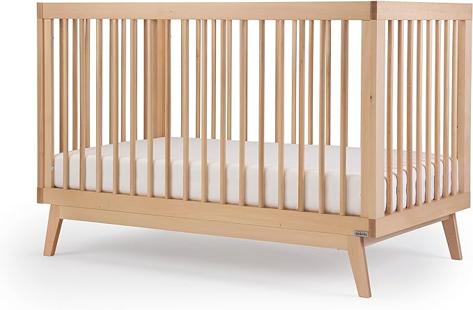 dadada Baby Soho 3-in-1 Convertible Crib to Toddler Bed – Wooden Crib Made in Italy, GREENGUARD Gold Certified Small Baby Crib – Baby-Safe Finish, Modern Design (Natural)