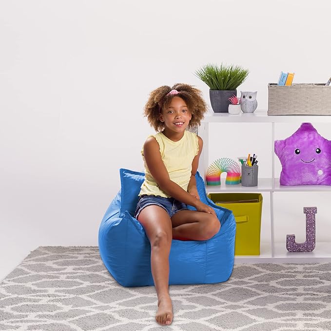 Posh Creations Bean Bag Chair Structured Comfy Seat Use for Gaming, Reading and Watching TV, Newport, Royal Blue