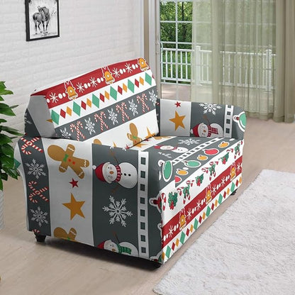 FKELYI Christmas Sofa Furniture Protector for Indoor Easy Going Stretch Sofa Slipcover Non-Slip Sofa Slicpovers Washable Sofa Couch Cover M