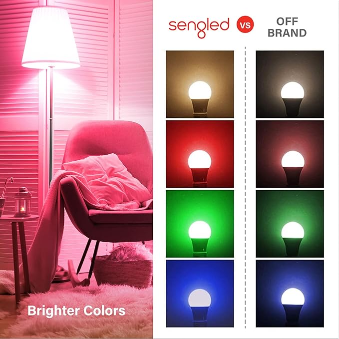 Sengled Color Changing Bulbs That Works with Alexa, Google Home, 3 Pack Starter Kit with Smart Switch, RGB Light A19 E26 Dimmable LED 60W Equivalent, 800LM, 5 Piece Set, White, 3 Count
