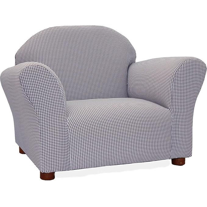 Keet Roundy Kid's Chair Gingham, Wood, Navy