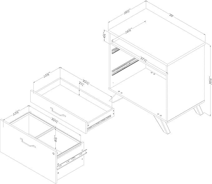 South Shore Helsy 2-Drawer File Cabinet, Lateral, Soft Elm and White