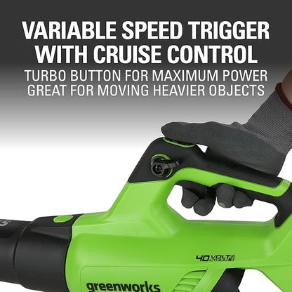 Greenworks 40V (120 MPH / 500 CFM / 75+ Compatible Tools) Cordless Axial Leaf Blower, Tool Only