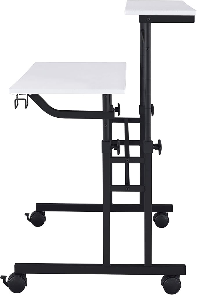 NicBex Laik-DW-00049-DX Desks, 35.25" W x 25" D x 28" H, White+Black