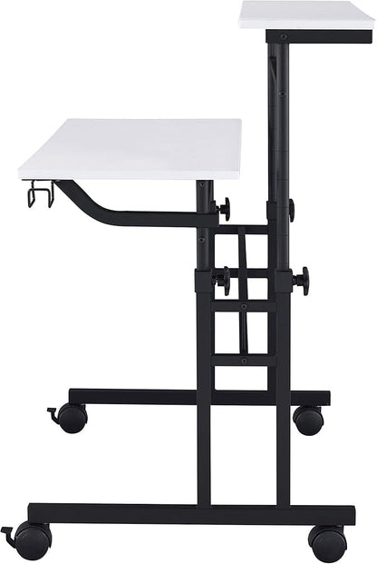 NicBex Laik-DW-00049-DX Desks, 35.25" W x 25" D x 28" H, White+Black