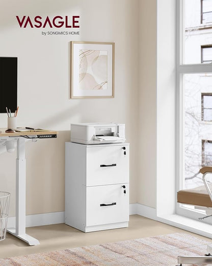 VASAGLE 2-Drawer Vertical File Cabinet, Filing Cabinet for Home Office, Printer Stand, with 2 Lockable Drawers, Adjustable Hanging Rail, for A4 and Letter-Size Files, Cloud White UOFC016W14