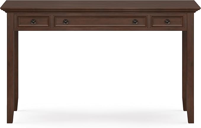 SIMPLIHOME Amherst SOLID WOOD Transitional 54 Inch Wide Desk in Russet Brown, For the Office Desk, Writing Table, Workstation and Study Table