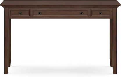 SIMPLIHOME Amherst SOLID WOOD Transitional 54 Inch Wide Desk in Russet Brown, For the Office Desk, Writing Table, Workstation and Study Table