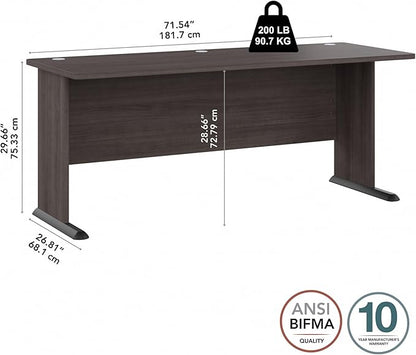 Bush Business Furniture Studio A Computer Desk, 6 Foot Gaming and Work Table for Home or Professional Office, 72W, Storm Gray