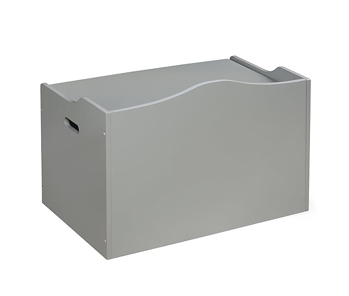 Badger Basket Kid's Wooden Toy Box and Storage Bench Seat with Safety Hinge - Gray