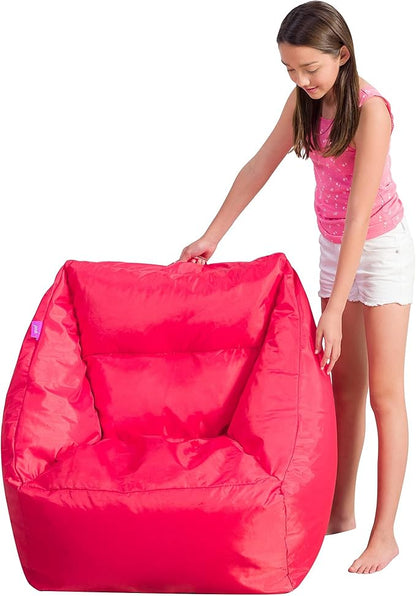 Posh Creations Structured Comfy Seat for Playrooms and Bedrooms, Large Bean Bag Chair, Coronado Chair, Red