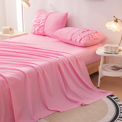 Pink Comforter Set Queen Size, 5 Pcs Bed in a Bag Girls Queen, Girls Queen Comforter Set, Girls Pink Bedding Queen, Teen Bedding Sets for Girls Kids