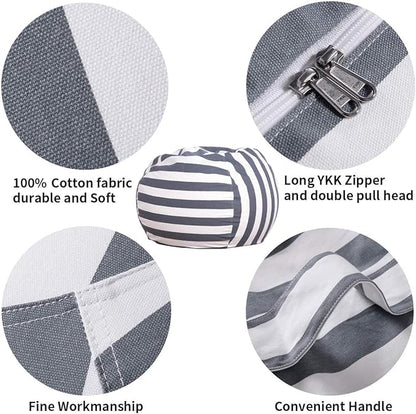 Wekapo Stuffed Animal Storage Bean Bag Chair Cover for Kids | Stuffable Zipper Beanbag for Organizing Children Plush Toys Large Premium Cotton Canvas (Gray, XX-Large)