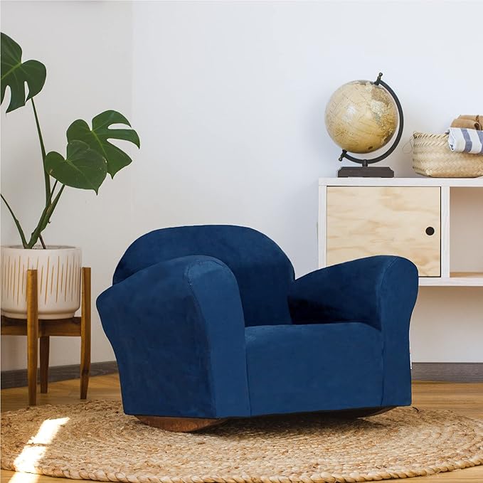 Keet Roundy Rocking Kid's Chair, Navy Microsuede