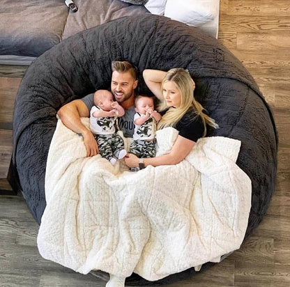 6FT Giant Round Faux Fur Bean Bag Chair Cover - Ultra Soft and Fluffy for Adults, Machine Washable (No Filler, Cover Only)