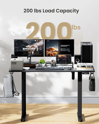 ProtoArc Standing Desk with Dual Monitor Stand Riser, 48 x 24 Inches Height Adjustable Desk with Storage, ErgoDesk 100 Electric Stand up Desk with Laptop Stand (Black/White)