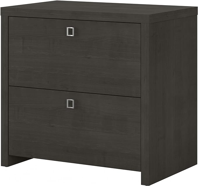 Bush Business Furniture Lateral Cabinet with Satin Silver Hardware | Echo Collection 2 Drawer Filing Unit for Home Office or Professional, 31W, Charcoal Maple
