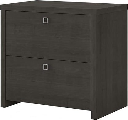 Bush Business Furniture Lateral Cabinet with Satin Silver Hardware | Echo Collection 2 Drawer Filing Unit for Home Office or Professional, 31W, Charcoal Maple