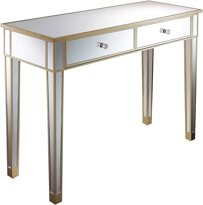 Convenience Concepts Gold Coast Desk, Champagne/Mirror
