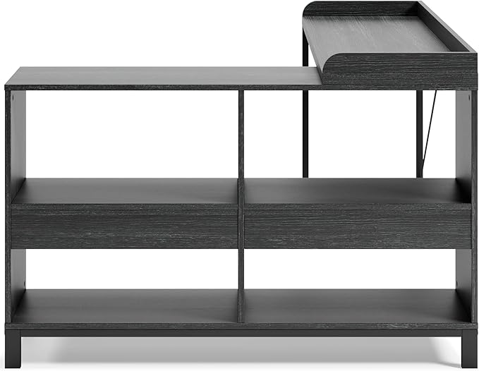Signature Design by Ashley Yarlow Industrial Home Office L-Shaped Desk with Cube Storage, Black