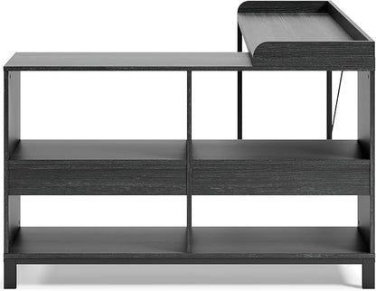 Signature Design by Ashley Yarlow Industrial Home Office L-Shaped Desk with Cube Storage, Black