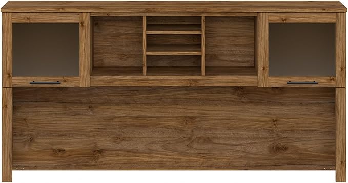 Bush Furniture Somerset Desk Hutch, Attachment with Shelves and Cabinets for Home Office, 72W, Fresh Walnut