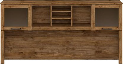 Bush Furniture Somerset Desk Hutch, Attachment with Shelves and Cabinets for Home Office, 72W, Fresh Walnut