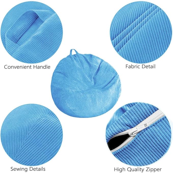 Bean Bag Chair Cover (No Filler) Stuffed Animal Storage Bean Bag Cover Pets Dogs/Cats Lazy Beds. Washable Ultra Soft Corduroy Stuffed for Organizing Plush Toys or Textile, Sack Bean Bag
